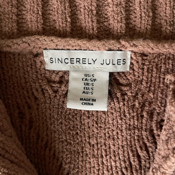 Sincerely Jules Cable Knit Collared Crop Sweater Size S - Picture 3 of 5